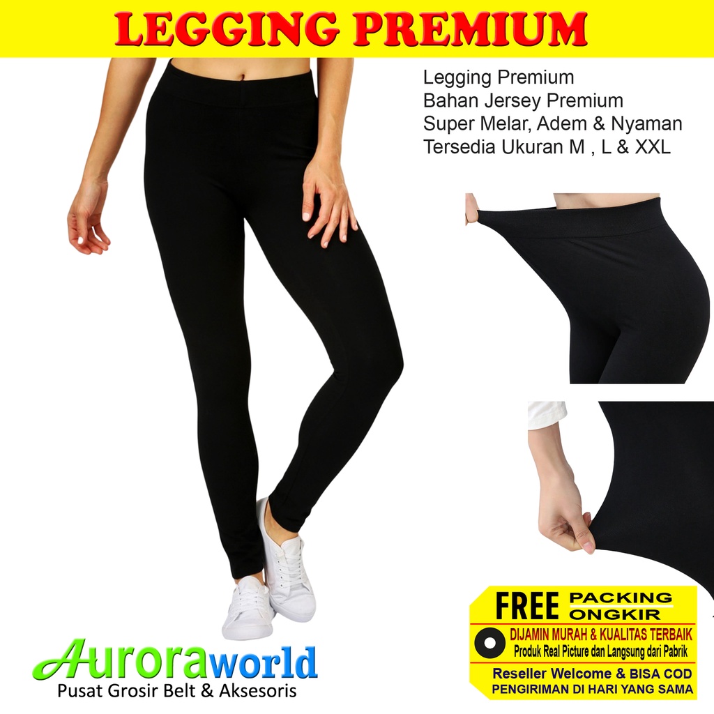 AURORAWORLD  LEGGING SHAPEWEAR | LEGGING POLOS PREMIUM | CELANA LEGGING WANITA TEBAL | Bahan Jersey Premium Lebih Adem , Stretch bisa COD