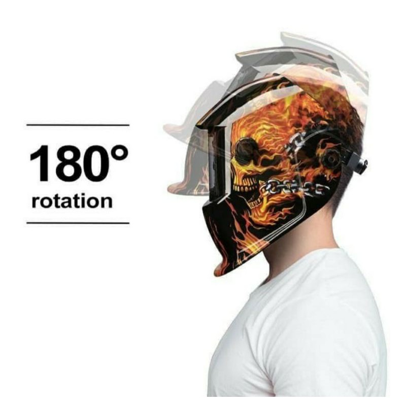 helm las otomatis / welding helmet / kedok las motif ghost rider auto drak
