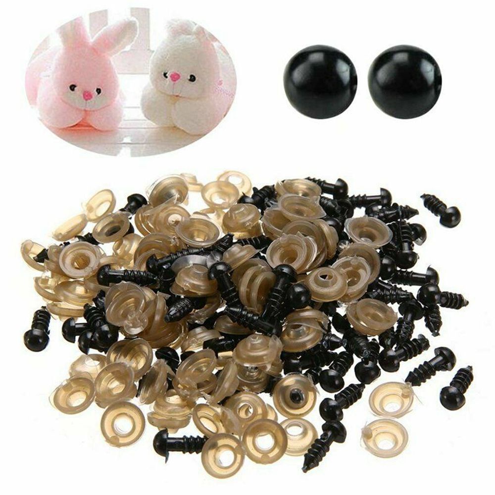 MXBEAUTY For Kids Toy Accessories Black Crafts Making Doll Eyes DIY Plastic Safety With Washers 100 pcs/set Puppets  Eyes