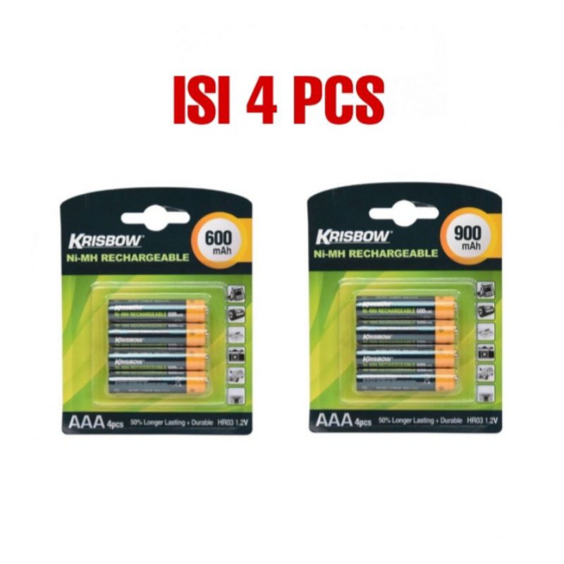 BATERAI AAA RECHARGEABLE KRISBOW / BATRE CAS A3 / BATTERY CHARGER