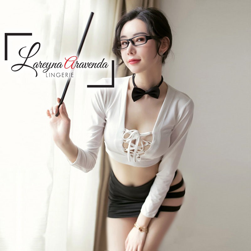 Set Lingerie Seksi + Dasi Model Costume Flirty Teacher LG363