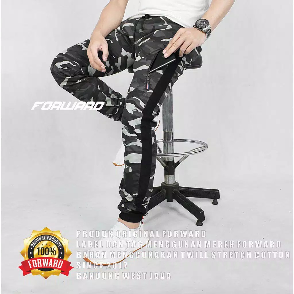 Celana joger pria camo army loreng forward