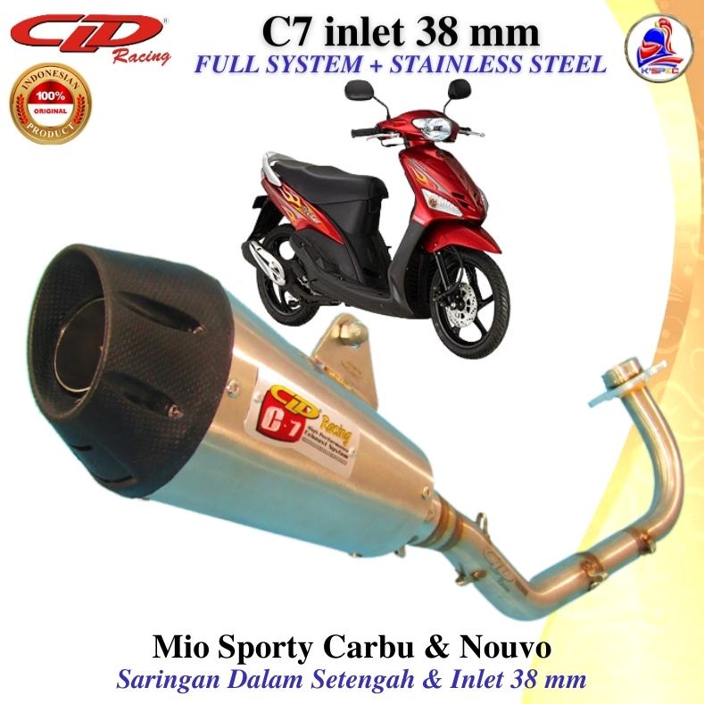CLD Racing C7 in 38 mm series MIO SPORTY CARBU & NOUVO Knalpot Fullsystem