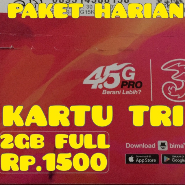 Kartu Tri Paket Harian 2gb Full 1500 Shopee Indonesia
