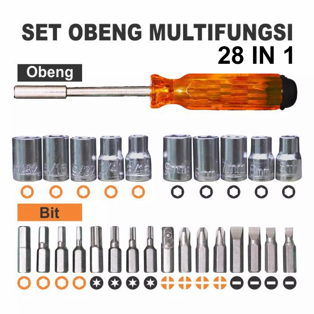 KUNCI SOK OBENG SET / 28 PCS SCREWDRIVER BIT SET VA297