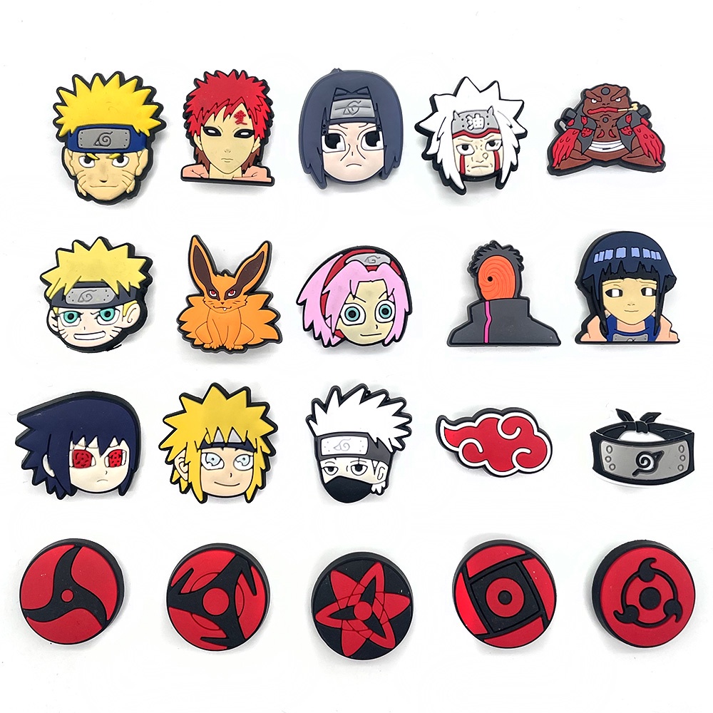 jibbitz crocs croc charms Bahan PVC Desain Kartun anime naruto Gaya Jepang Untuk s