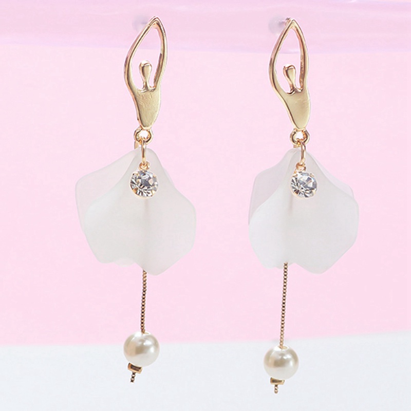 Anting Tusuk Gantung Bahan Sterling Silver 925 Desain Balerina Gaya Korea Slim Untuk Wanita