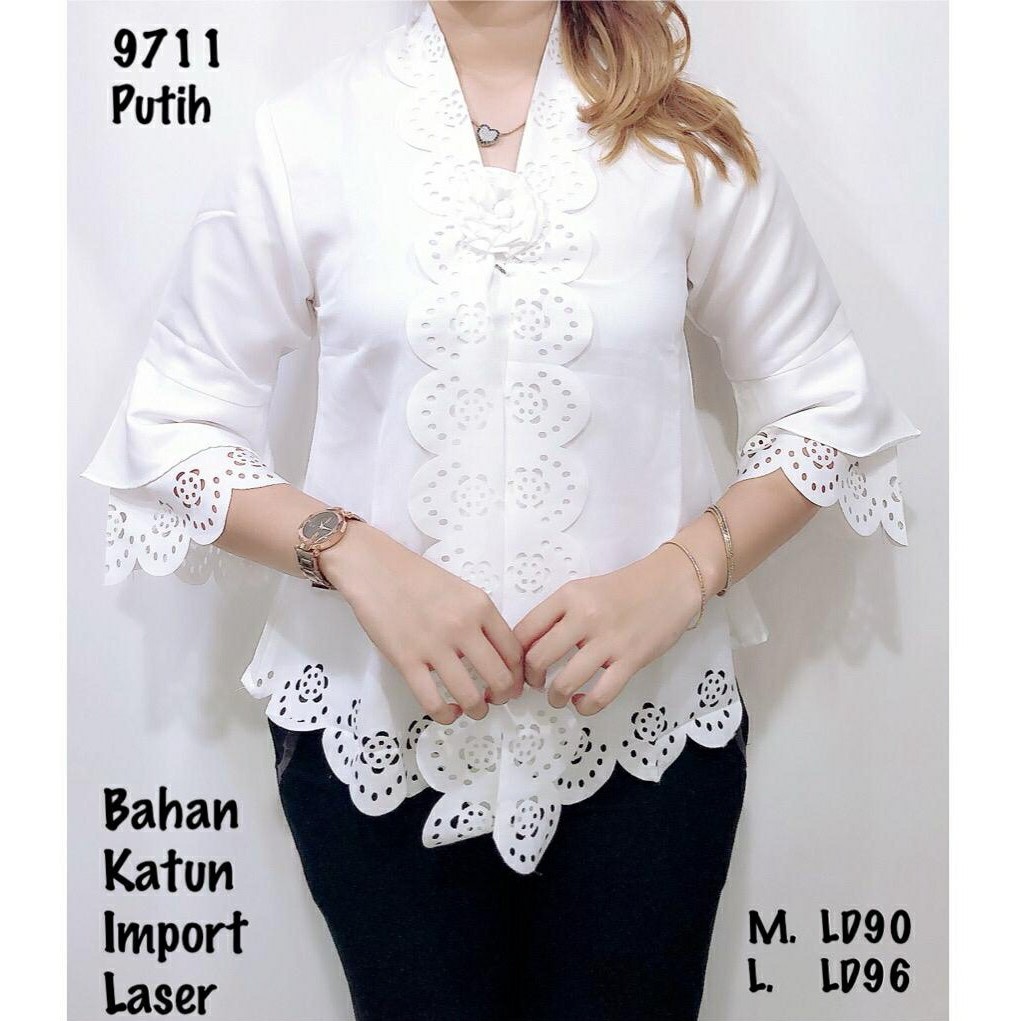 Kebaya Encim Katun  Model laser Tangan Terompet