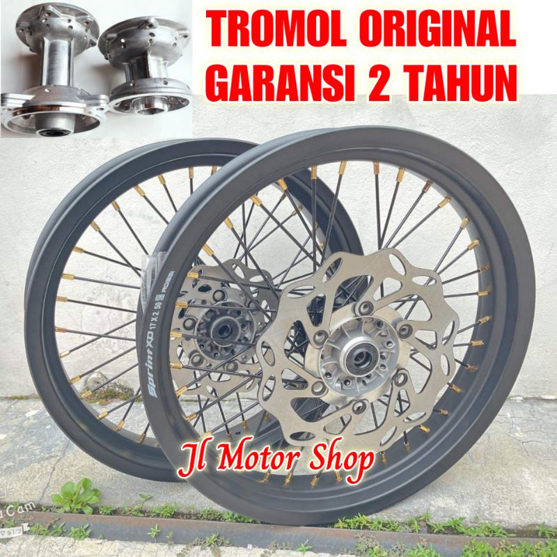 Sepaket Velg SuperMoto Super Moto KLX 150 Lebar 300 350 Set Depan Belakang Free Cakram