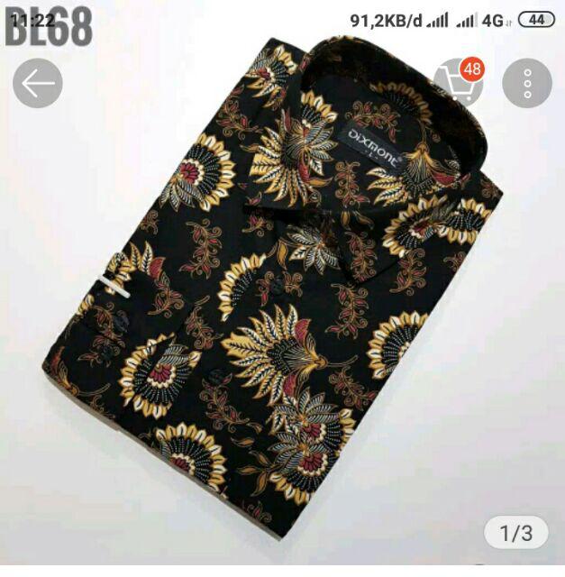 Kemeja Batik Pria Lengan Panjang Bl68 Katun Motif Modern Dixmont Semi Slimfit
