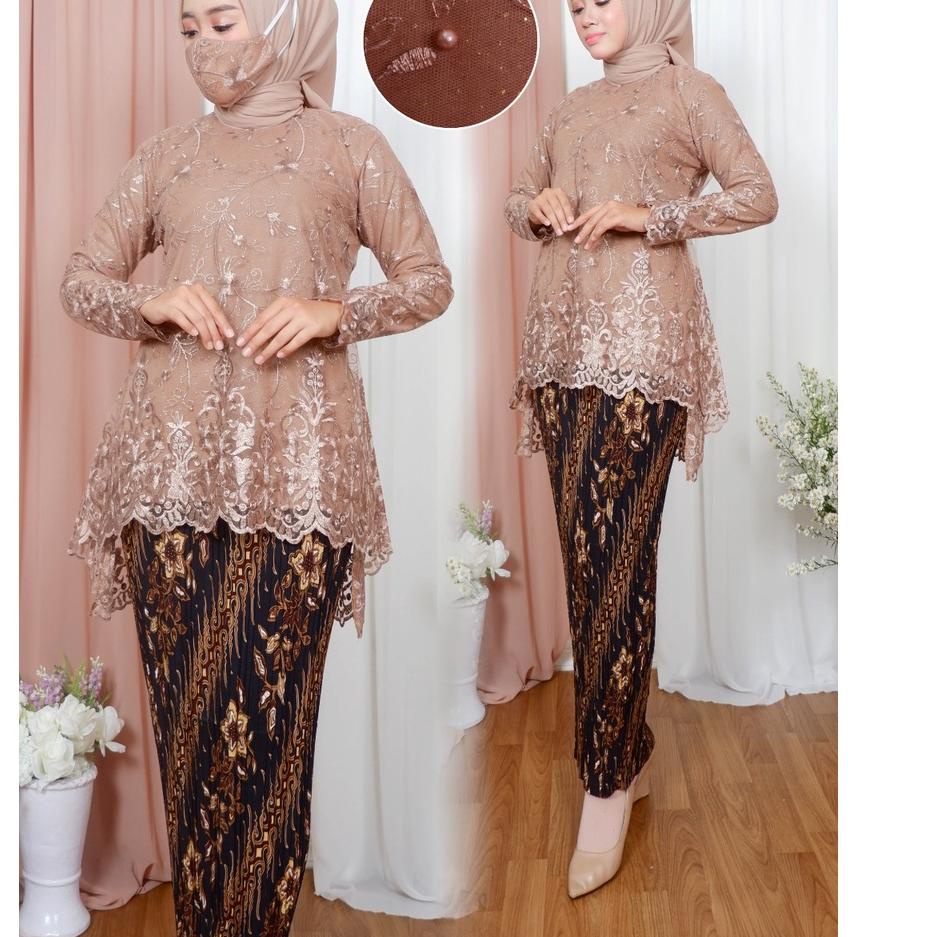 TGK SET KEBAYA TULLE MIKHA - KEBAYA MODIS KEKINIAN - KEBAYA CANTIK - MODEL KEBAYA  2022 - KEBAYA PES