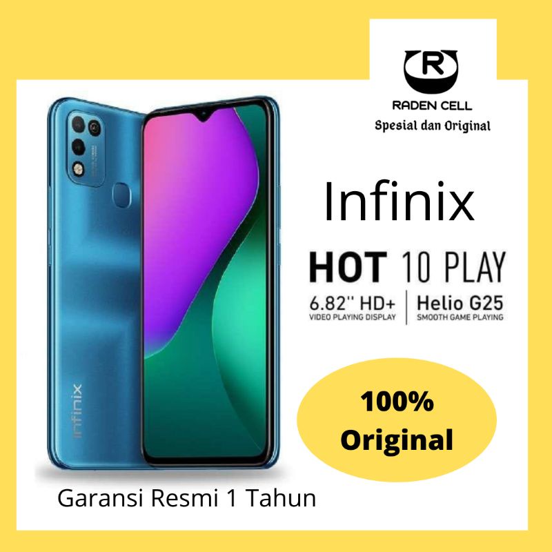 ⭐⭐⭐⭐⭐ Infinix Hot 10 Play Ram 3/32 GB Big Battery 6000mAh Handphone 4G Murah HP 4G Garansi Resmi