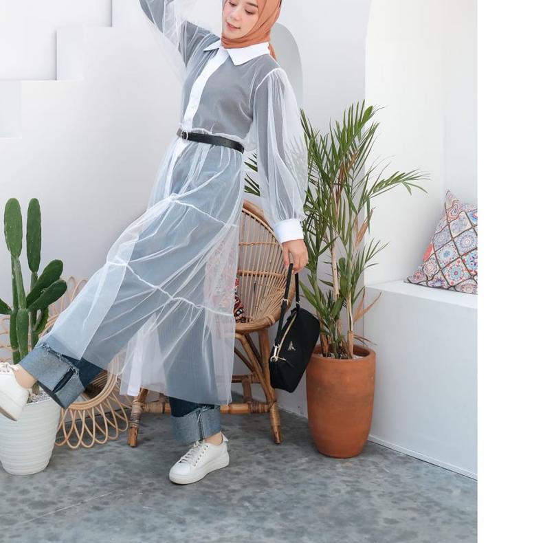 ◊ Feriza Long Outer / Dress Tulle Outer Luaran Wanita ❈