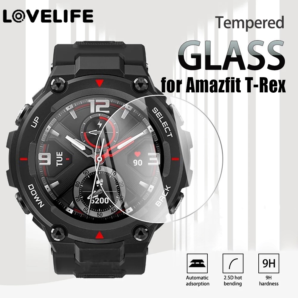 Pelindung Layar Tempered Glass Full Curved HD Anti Gores Untuk Amazfit T-Rex T-Rex Pro