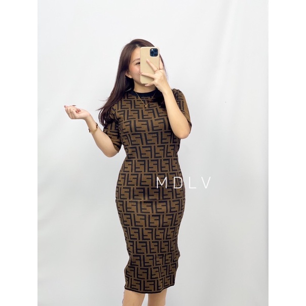 MDLV ~ 2910 FENDY DRESS // DRESS PREMIUM RAJUT TEBAL // LONG DRESS BODYCON // FASHION IMPORT WANITA