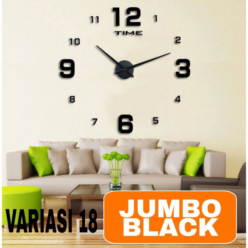 Jam Dinding Sticker 3D Jumbo Raksasa Acrylik