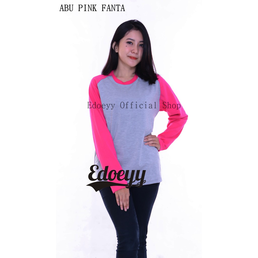 Edoeyy Raglan Couple Abu Pink Fanta Kaos Couple Reglan Couple