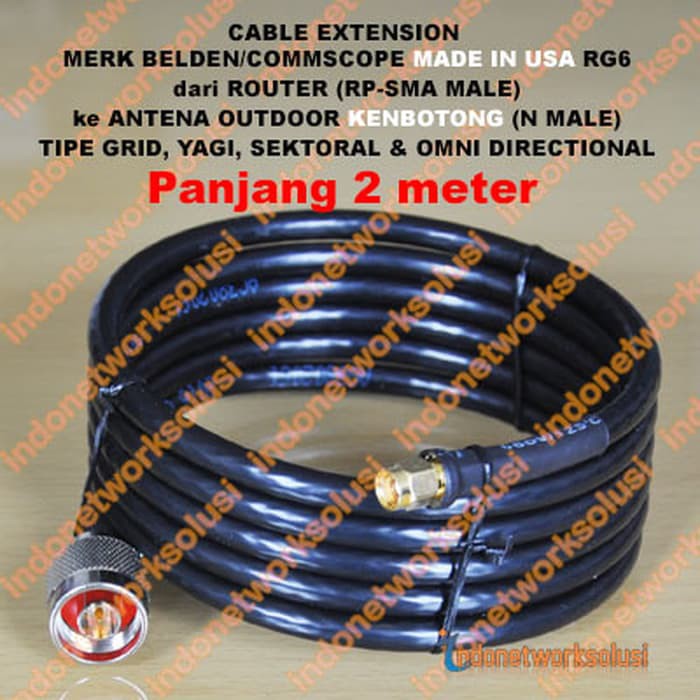 KENBOTONG CABLE KABEL COAXIAL EXTENSION ke ANTENA GRID SEKTORAL YAGI OMNI 2m