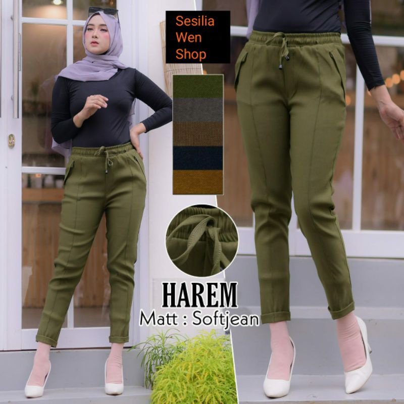 HAREM PANTS SOFTJEAN / CELANA JOGER WANITA PINGGANG KARET / CELANA HAREM IMPORT SOFTJEAN / JOGER PAN