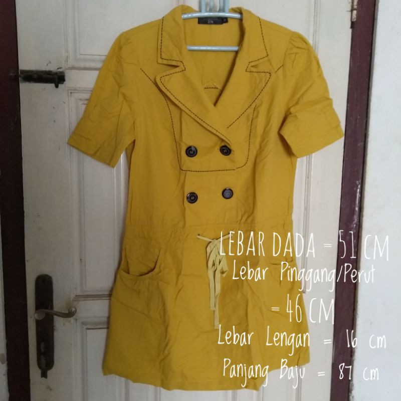 [PRELOVED] Atasan Wanita Blazer Baju Panjang Kuning Coat Ukuran Besar