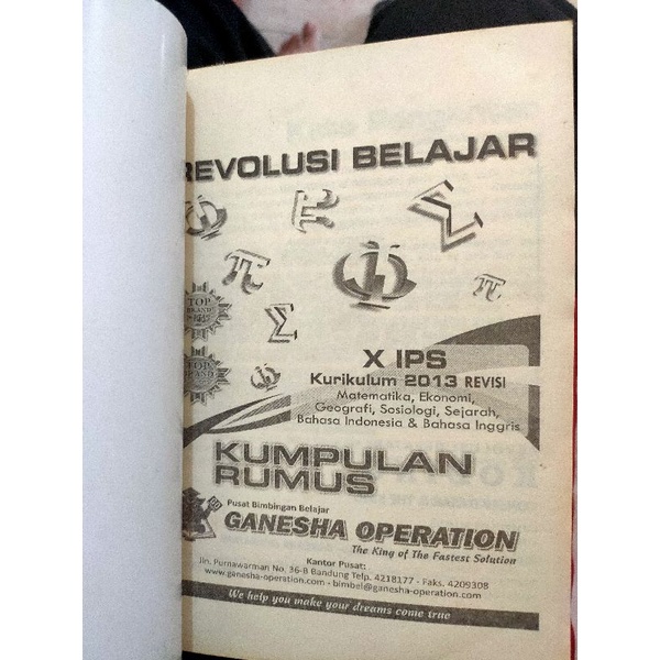 BUKU GANESA OPERATION GO KUMPULAN RUMUS X IPS 2013