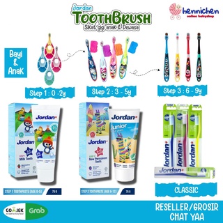 Image of Sikat Gigi Jordan Anak Step 1 / Step 2 / Step 3 / Jordan Toothbrush / Toothpaste / Dewasa