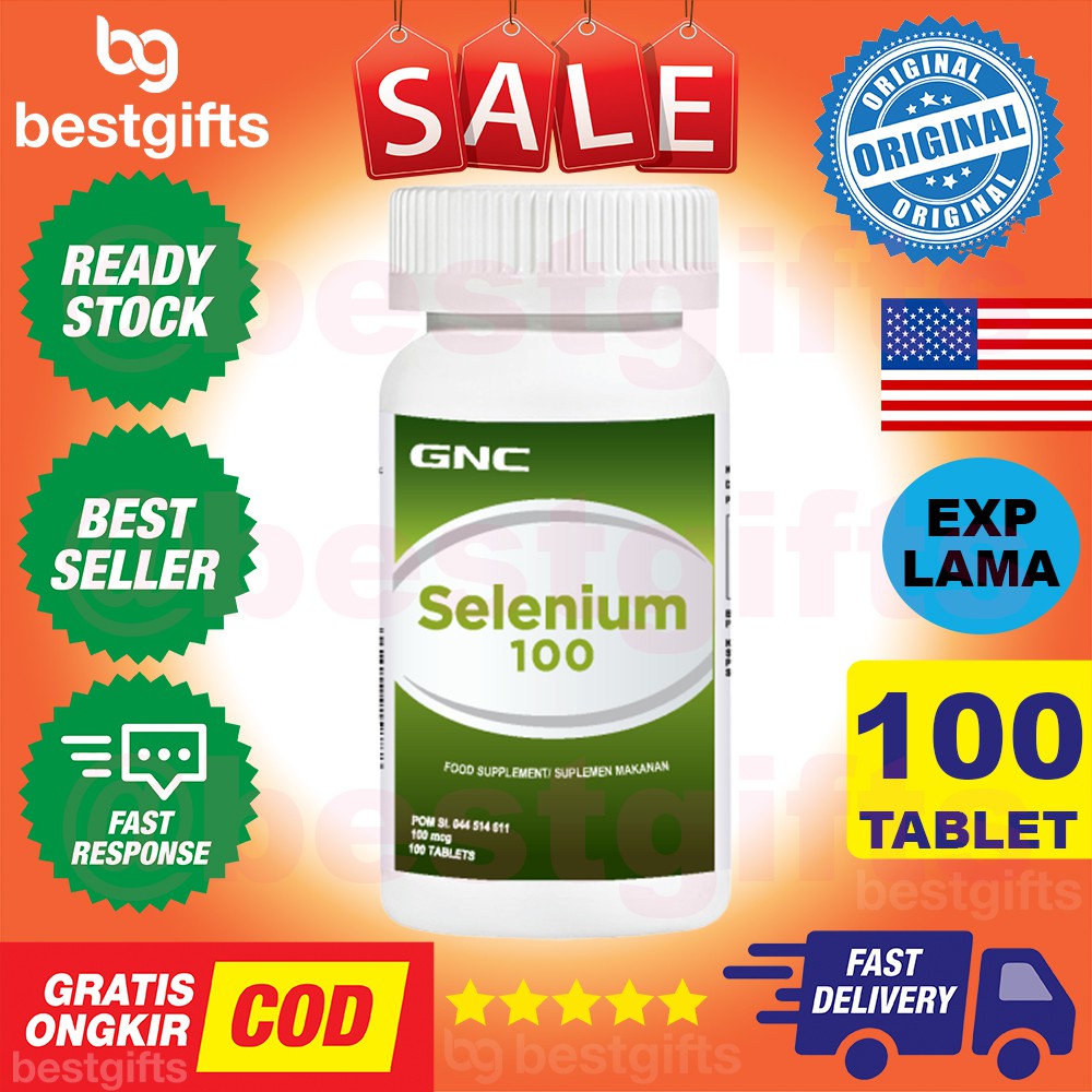 GNC SELENIUM 100 MG TRACE MINERAL ANTIOKSIDAN NETRALISIR RACUN JANTUNG HATI PARU IMUNITAS 100 TABLET
