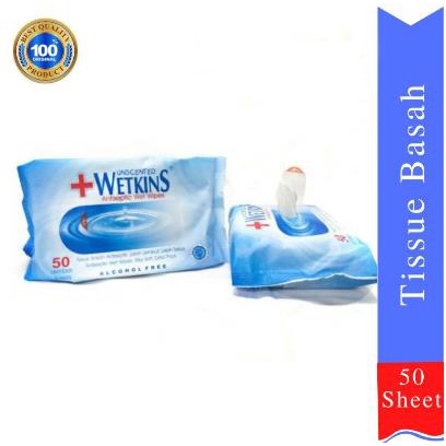 ^ KYRA ^ Wetkins Tisu Basah Bayi dan Antiseptik Wet Wipes Alkohol Free Tissue Tisue - Isi 50 Lembar / Sheets