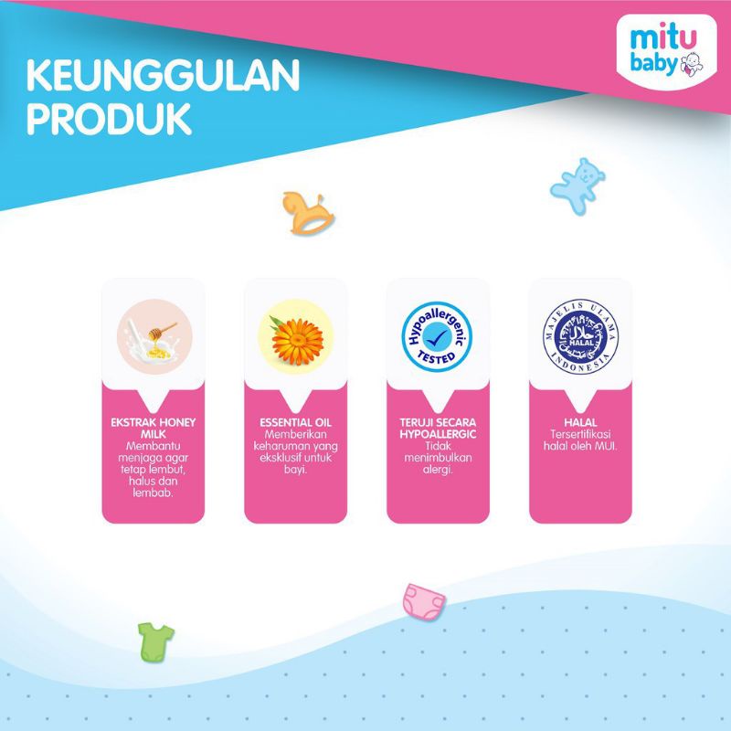 Sabun Cair MITU BABY 2in1 Honey 200ml Botol &amp; Refill ( Hair &amp; Body Wash )