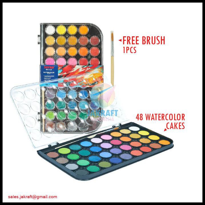 

Best Seller Cat Air Watercolor Cake 48 Warna Joyko Wc-3-48 + Bonus Kuas Lukis