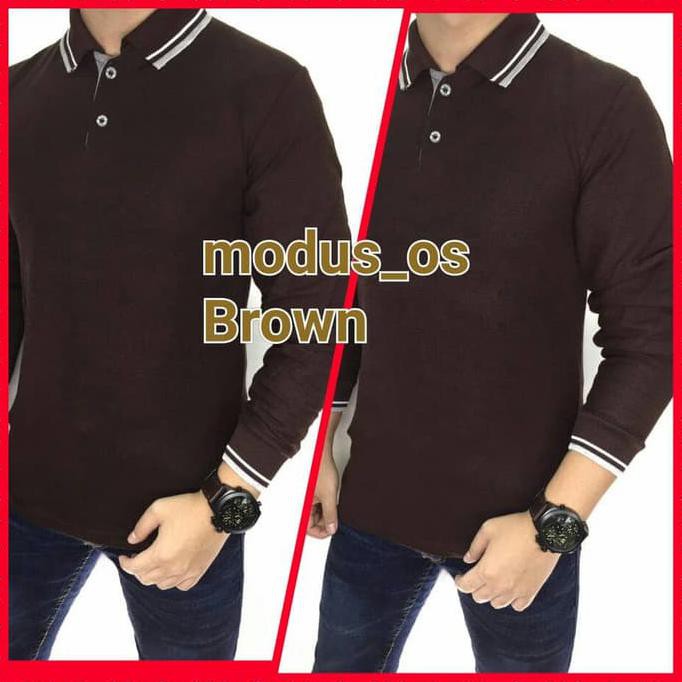 Polo Shirt lengan panjang/ Poloshirt lengan panjang coklat