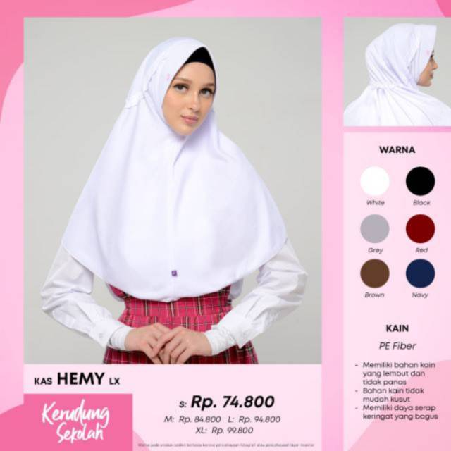Krd Hemy LX size S- Kerudung Sekolah Rabbani