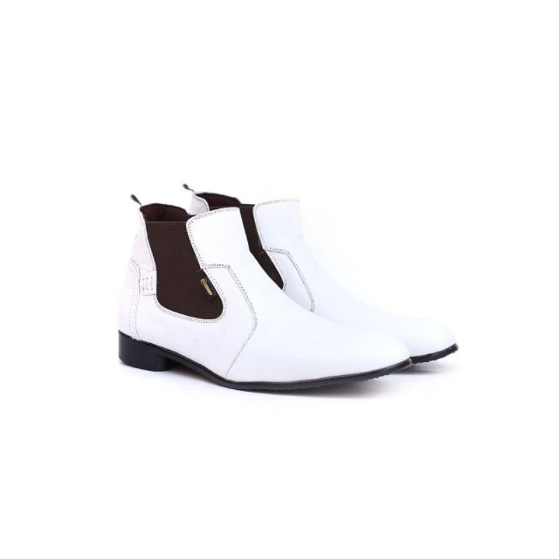 CHELSEA WHITE | Sepatu Pantofel Boots Pria Cevany Chelsea Original Kulit Asli