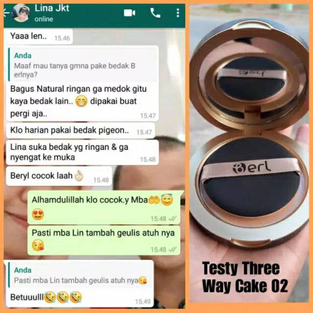 Bedak B Erl Three Way Cake / Bedak Padat / Bedak Tabur / Compact Powder