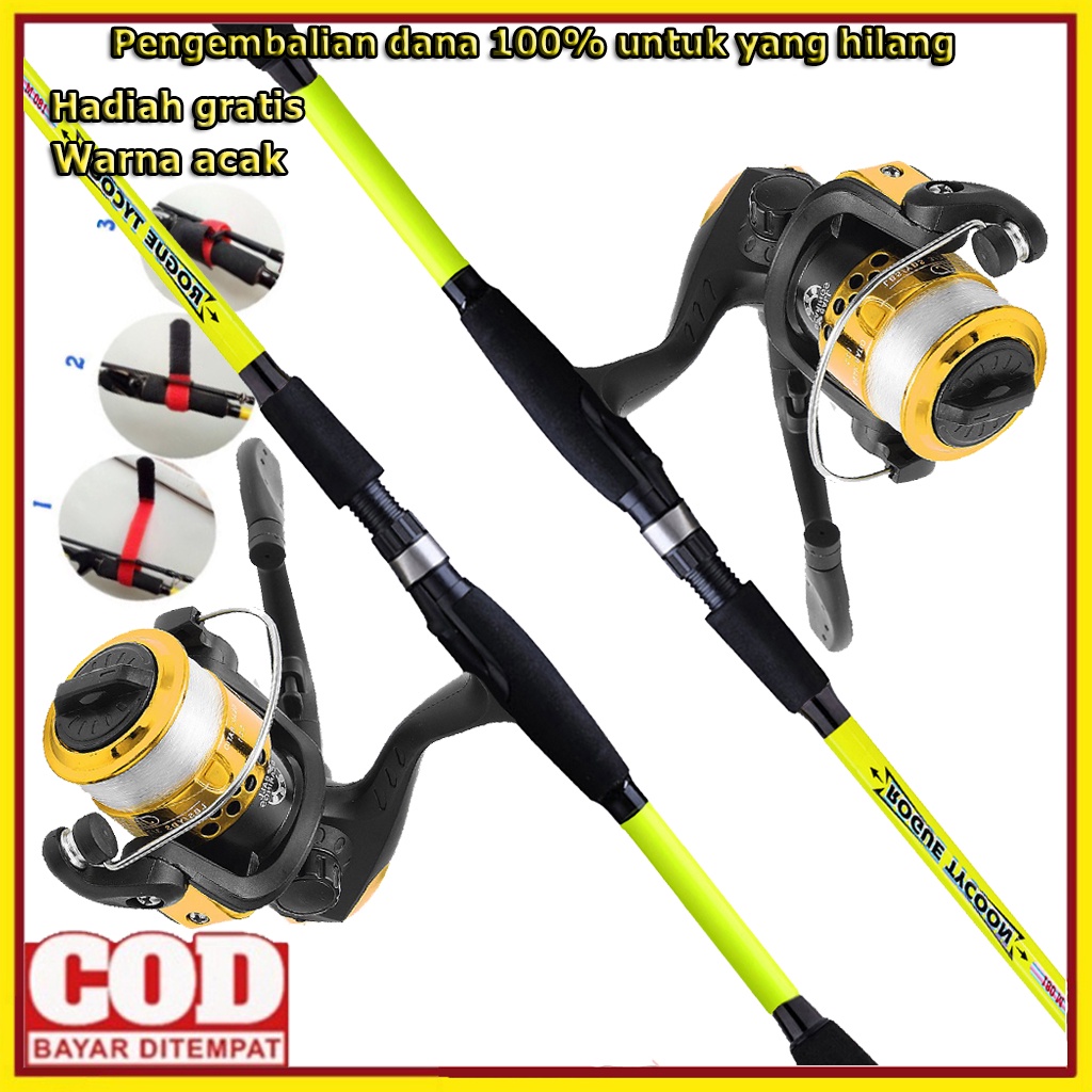 Spinning Fishing Reel Carbon Fiber Spinning Fishing Rod Joran Pancing Set  Max Drag 4kg Rod 5.2:1 13+1BB Fishing Wheel 1.8M Fiber Karbon Fishing Rod And Golden Spinning Fishing Reel Reel Constitute Combo Pancing Comobo Lengkap Senagr Pancing