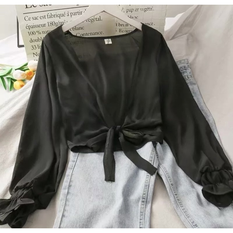 bella outer crop dengan tali kesa outer