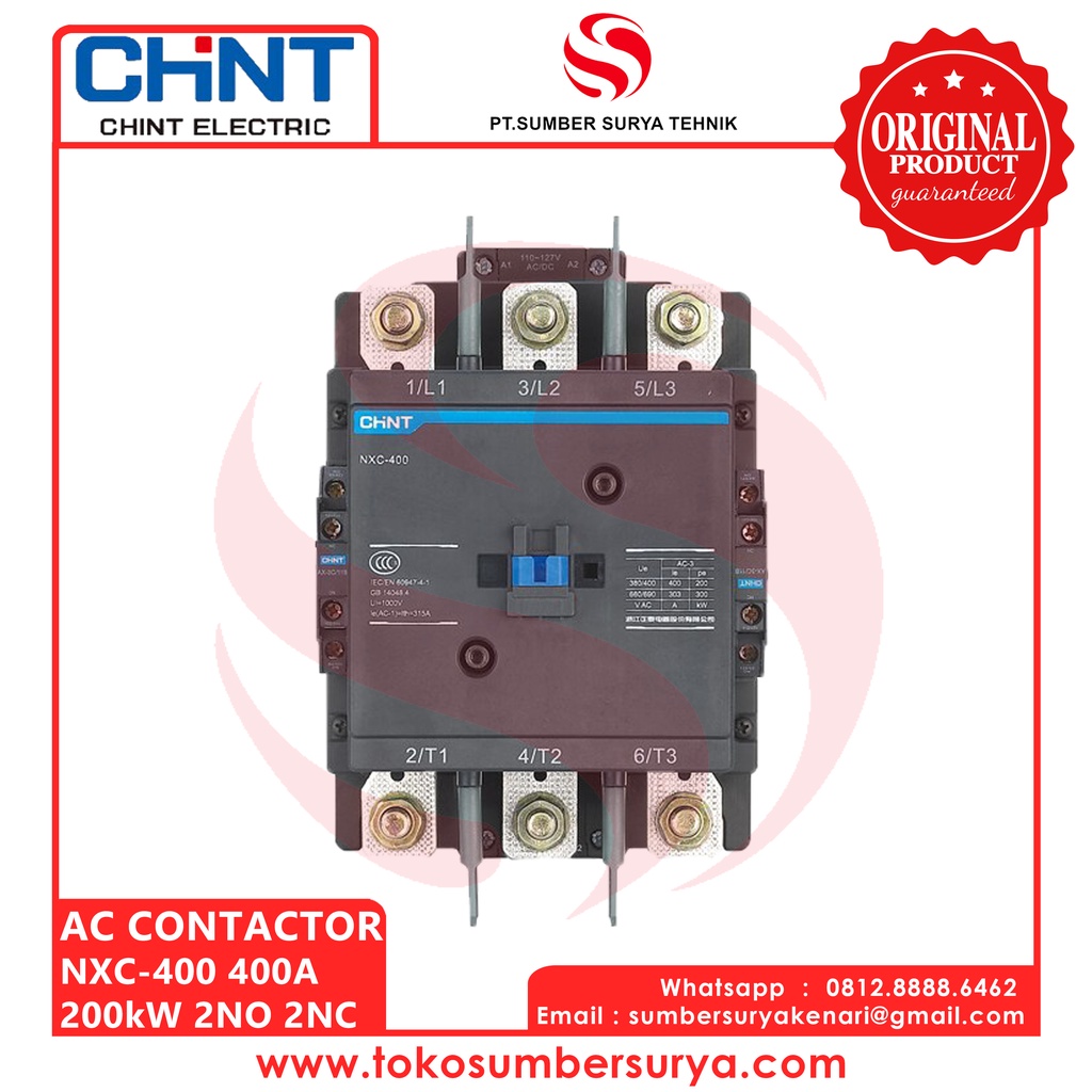 Kontaktor / Contactor NXC-400 / NXC400 3P 400A 200kW CHINT