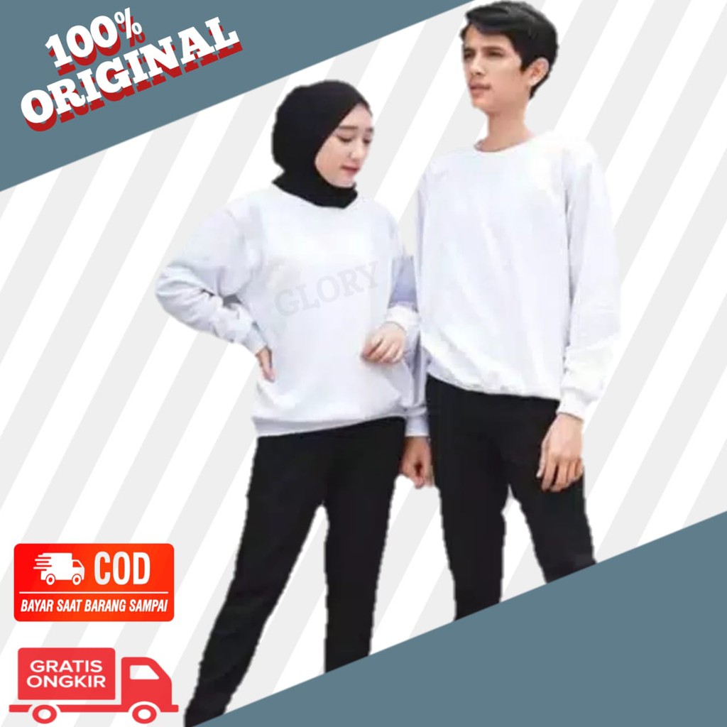 Basic Sweater Pria Wanita Polos M L XL XXL