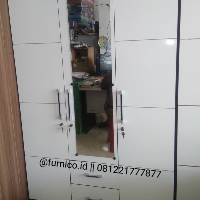 Langsung Order lemari pakaian baju IKEA 3 pintu minimalis full putih laci luar terbaik