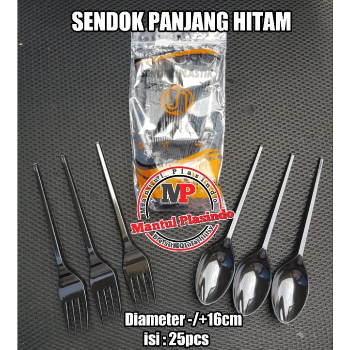 isi 25pcs Sendok Panjang / Sendok Makan Hitam