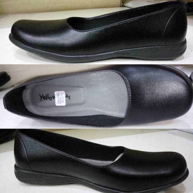 Sepatu Flat Slop Pantofel Hitam Fullblack Formal Resmi Traning Paskibra Sekolah Kerja Kuliah Ospek