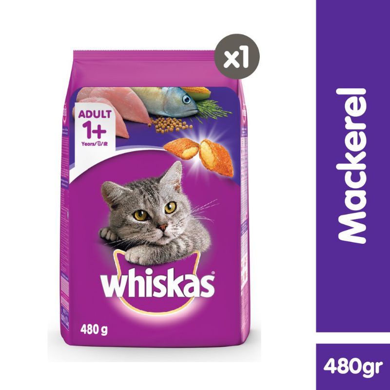 Makanan Kucing Dryfood kering Whiskas  Adult Kemasqn 480Gram