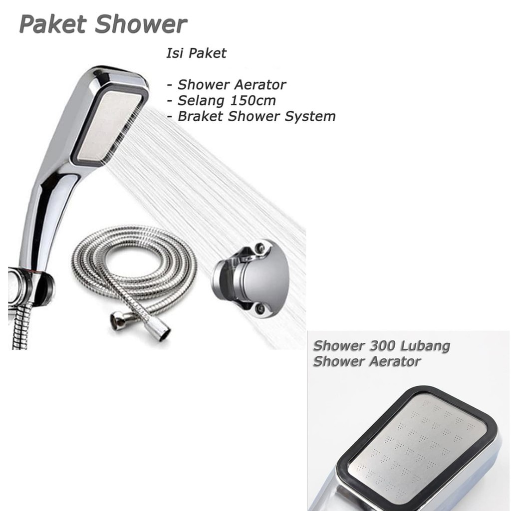 Murah ! Shower Kamar Mandi Spa Keramas Head Aerator Full Set Lengkap Anti Karat Chrome Hotel