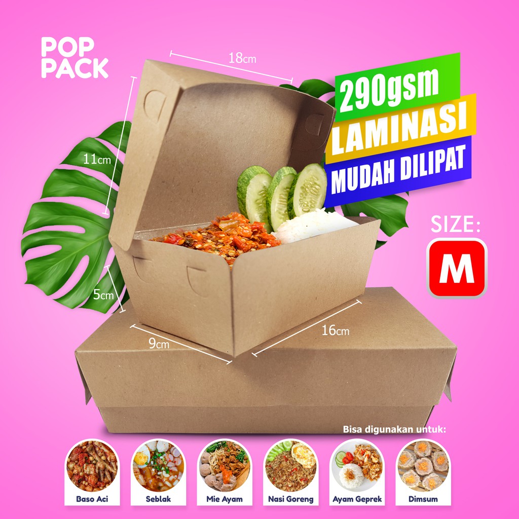 

Paper Lunchbox Kraft Coklat ukuran M Tebal 290gsm / Dus Nasi Ayam