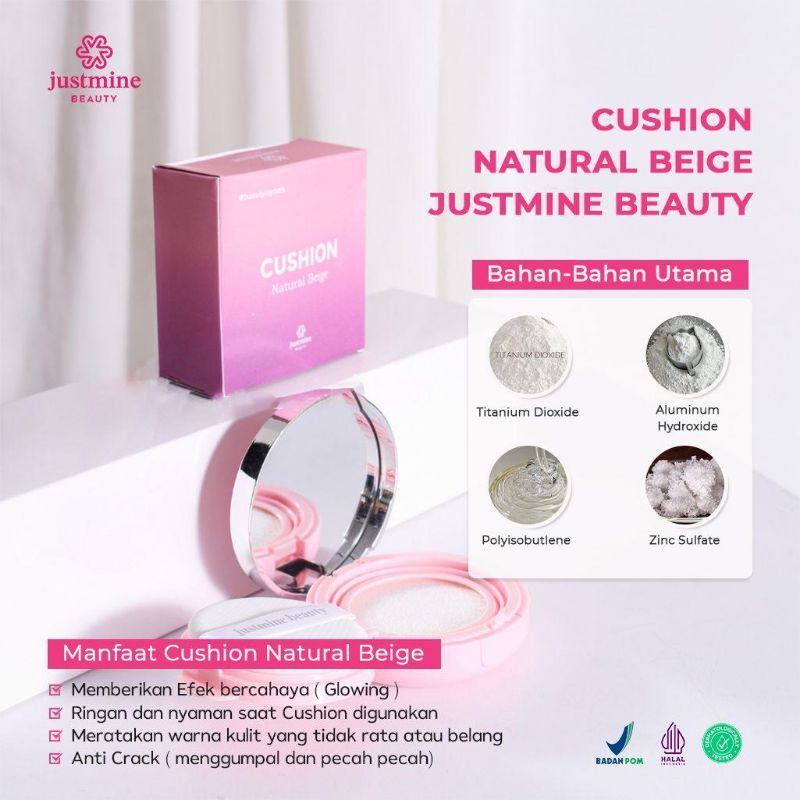 JUSTMINE BEAUTY BB CUSHION BEDAK BASAH BEDAK GLOWING