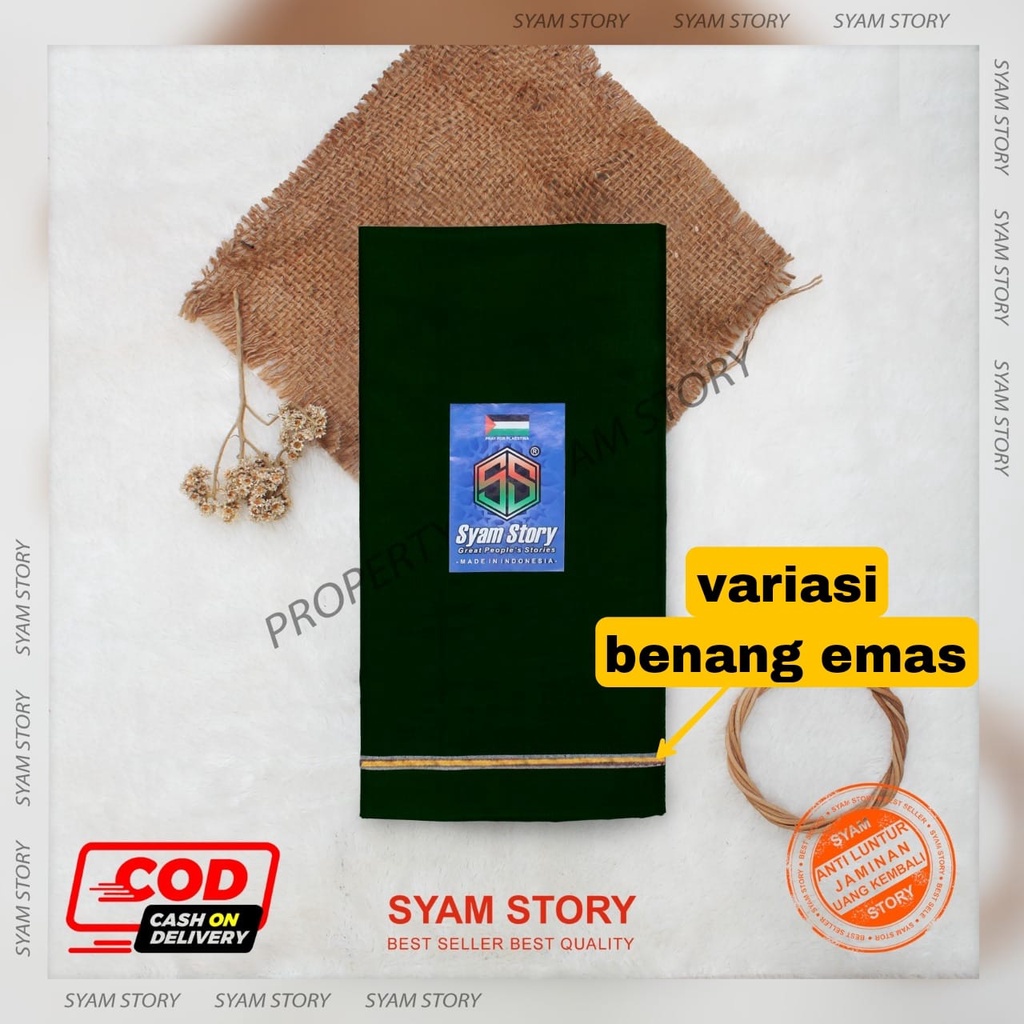 Sarung Polos Sarung Premium STD / Sarung Polos Syam Original Strip Benang Emas