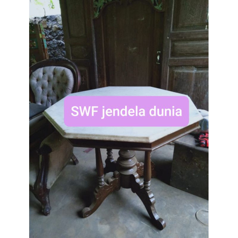 kursi kuno antik kanjenengan kartine meja marmer ori italy tua (BUKAN ONGKIR REAL)