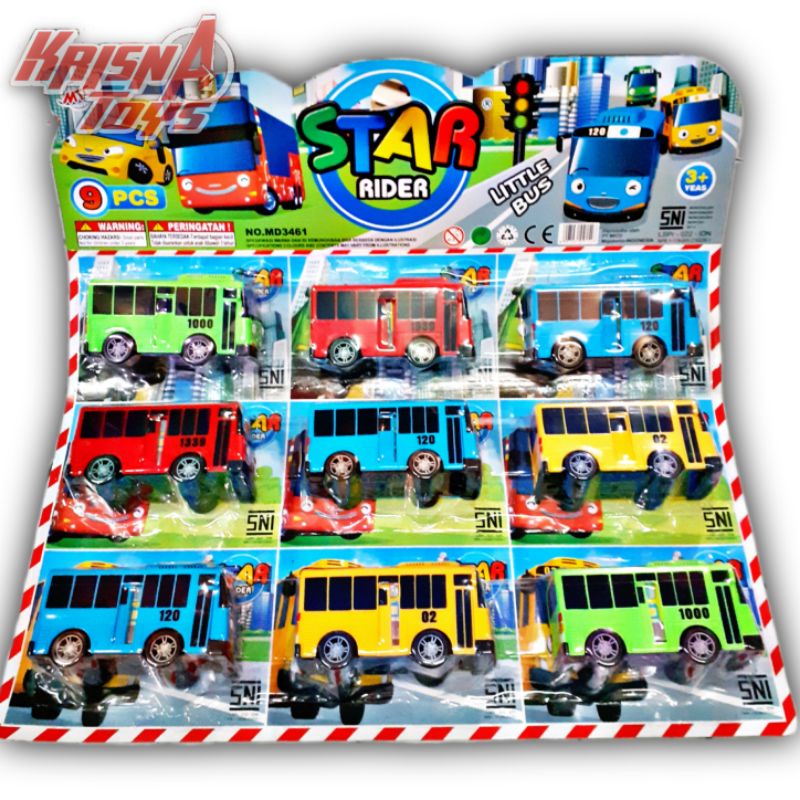 MAINAN ANAK MOBIL BUS TAYO/LITTLE BUS TAYO/STAR BUS TAYO isi 9pcs/Lembar