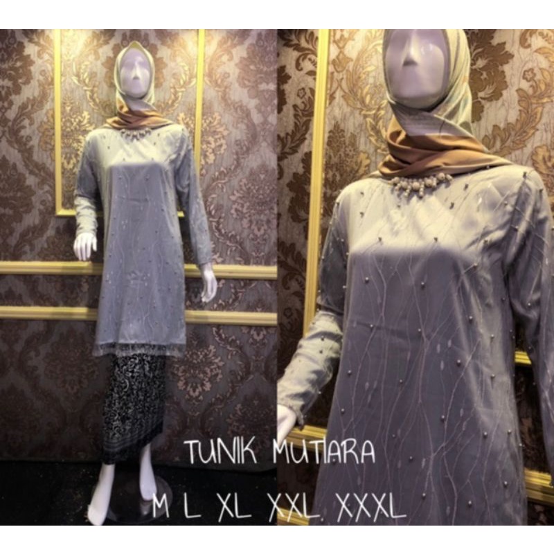M-3L KEBAYA TULE AKAR MUTIARA JUMBO SERAGAM KEBAYA TUNIK TULLE  KEBAYA TILLE  LILAC ABU COKSU DUSTY ko
