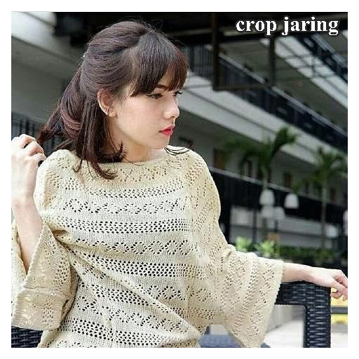 Atasan Wanita Crop Jaring Rajut Sweater